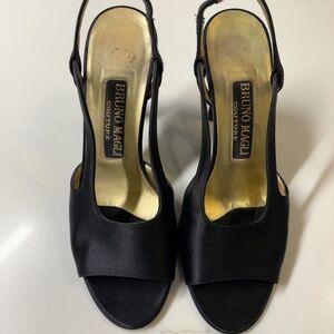 Bruno Magli Black Satin Cocktail Shoes - Size 4.5